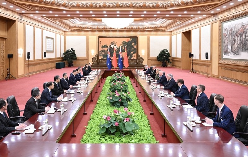 6月20日上午，国家主席习近平在北京人民大会堂会见来华进行正式访问的新西兰总理拉克森。图片来源：新华网