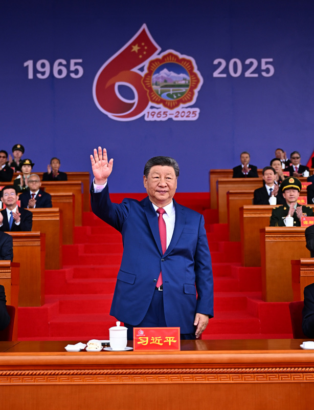 8月21日上午，西藏各族各界干部群众约2万人欢聚拉萨市布达拉宫广场，热烈庆祝西藏自治区成立60周年。中共中央总书记、国家主席、中央军委主席习近平出席庆祝大会。图片来源：新华网