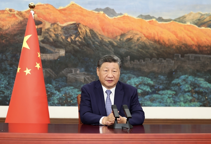 9月24日，国家主席习近平在联合国气候变化峰会发表视频致辞。图片来源：新华网