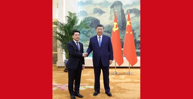 习近平会见老挝人民革命党中央总书记、国家主席特使沙伦赛