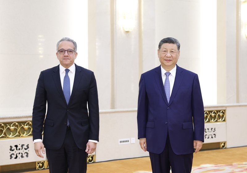 5月12日下午，国家主席习近平在北京人民大会堂会见联合国教科文组织总干事阿纳尼。图片来源：新华网