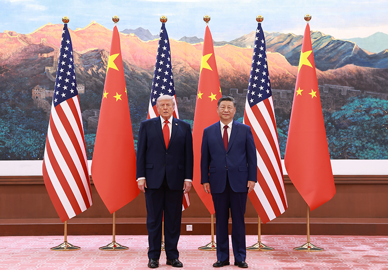 5月14日上午，国家主席习近平在北京人民大会堂同来华进行国事访问的美国总统特朗普举行会谈。图片来源：新华网