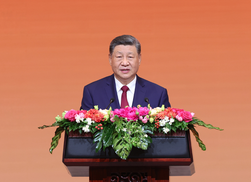 5月14日晚，国家主席习近平在北京人民大会堂举行宴会，欢迎美国总统特朗普访华。这是习近平发表致辞。图片来源：新华网