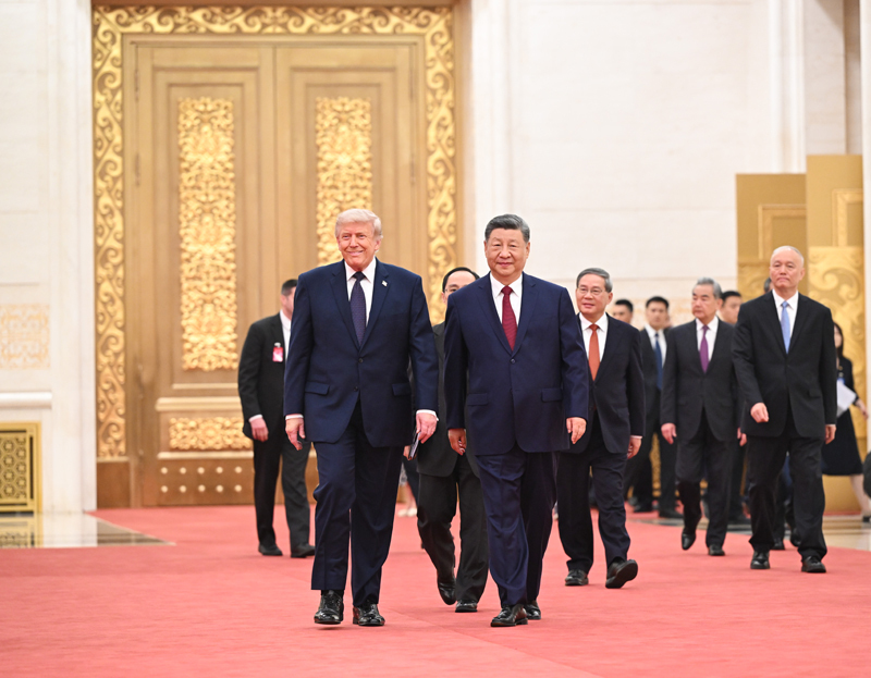5月14日晚，国家主席习近平在北京人民大会堂举行宴会，欢迎美国总统特朗普访华。图片来源：新华网