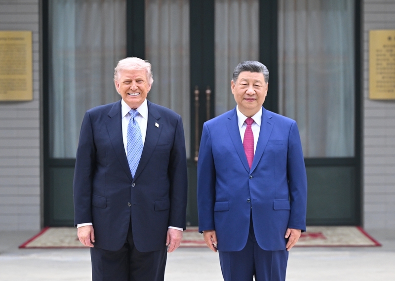 5月15日上午，国家主席习近平在中南海同美国总统特朗普举行小范围会晤。图片来源：新华网