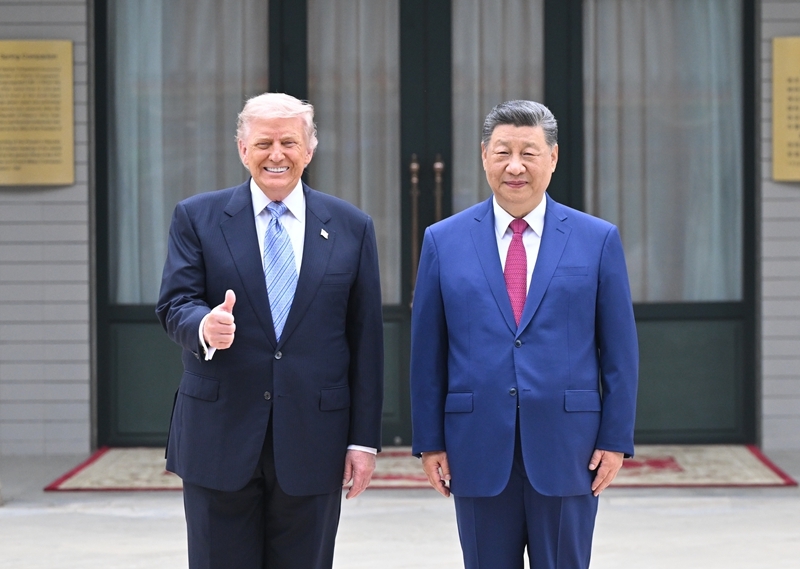 5月15日上午，国家主席习近平在中南海同美国总统特朗普举行小范围会晤。图片来源：新华网