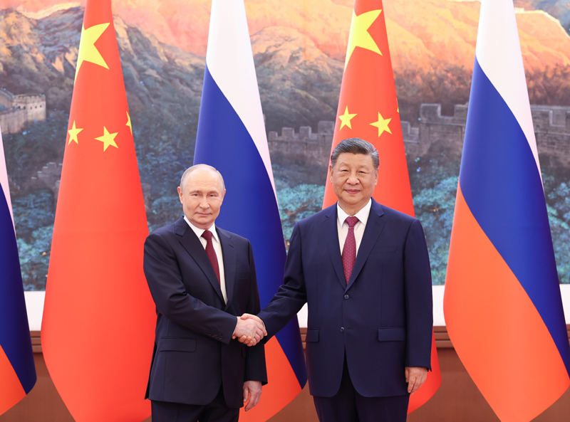 5月20日上午，国家主席习近平在北京人民大会堂同来华进行国事访问的俄罗斯总统普京举行会谈。图片来源：新华网